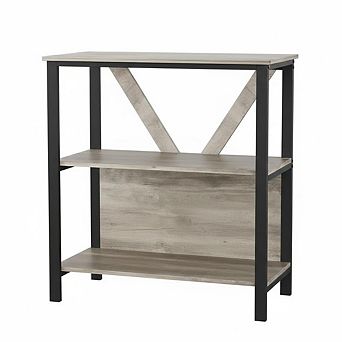 3 tier Bookshelf with LED Lights, Industrial Bookcase Open Display Shelf for Bedroom, Office