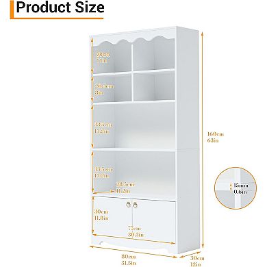 5-Tier Bookcase, 63 Inch Tall Bookshelf