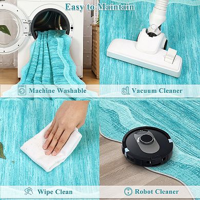 GlowSol Machine Washable Modern Scalloped Area Rug Non Slip Low Pile Mat for Bedroom Playroom