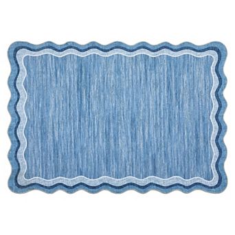 GlowSol Machine Washable Modern Scalloped Area Rug Non Slip Low Pile Mat for Bedroom Playroom