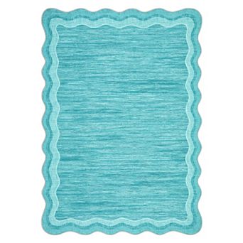 GlowSol Machine Washable Modern Scalloped Area Rug Non Slip Low Pile Mat for Bedroom Playroom
