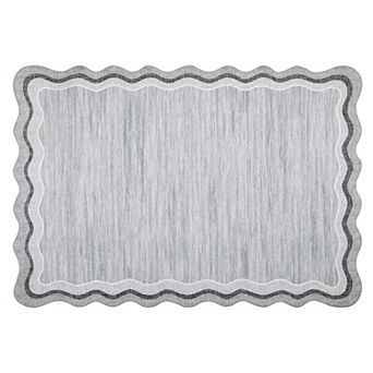 GlowSol Machine Washable Modern Scalloped Area Rug Non Slip Low Pile Mat for Bedroom Playroom