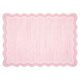 GlowSol Machine Washable Modern Scalloped Area Rug Non Slip Low Pile Mat for Bedroom Playroom