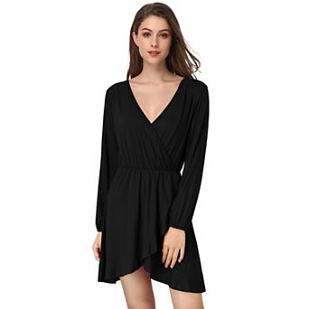 Women's Casual Swing Tunic Dress Long Sleeve V Neck Loose Flowy Shift Dresses