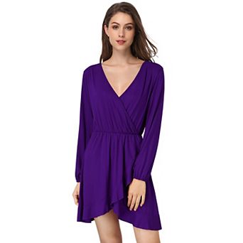 Women's Casual Swing Tunic Dress Long Sleeve V Neck Loose Flowy Shift Dresses