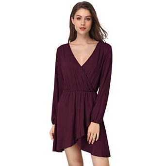 Women's Casual Swing Tunic Dress Long Sleeve V Neck Loose Flowy Shift Dresses