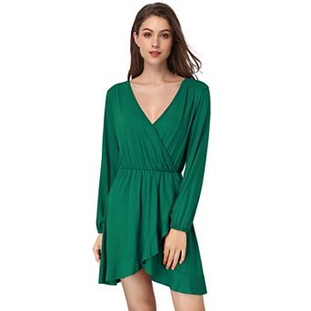 Women's Casual Swing Tunic Dress Long Sleeve V Neck Loose Flowy Shift Dresses