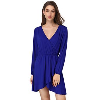 Women's Casual Swing Tunic Dress Long Sleeve V Neck Loose Flowy Shift Dresses