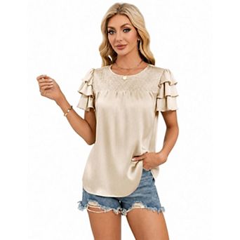 Women's Summer Short Sleeve Crewneck Top Blouse T-Shirt