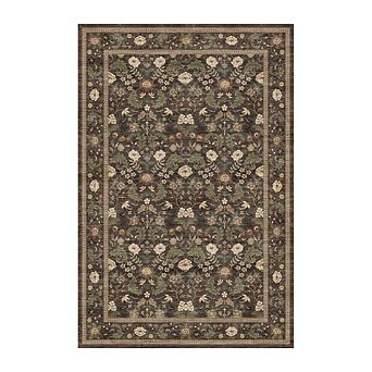 Garvee Vintage Floral Area Rug Machine Washable Ultra Thin Non Slip Carpet for Living Room Hallway