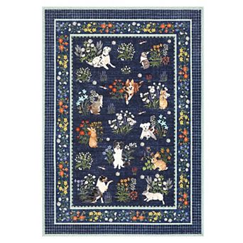Garvee Pastoral Area Rug Machine Washable Low Pile Non Slip Carpet for Bedroom Playroom Kid's Room