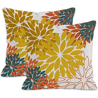 Yellow Flower Throw Pillow Covers Set of 2, Indoor Decorative Cushion Covers