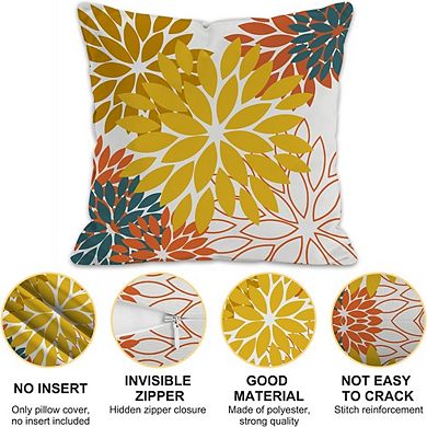 Yellow Flower Throw Pillow Covers Set of 2, Indoor Decorative Cushion Covers