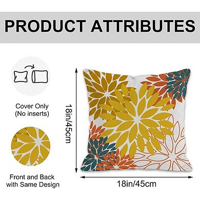 Yellow Flower Throw Pillow Covers Set of 2, Indoor Decorative Cushion Covers