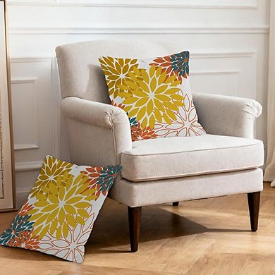 Yellow Flower Throw Pillow Covers Set of 2, Indoor Decorative Cushion Covers