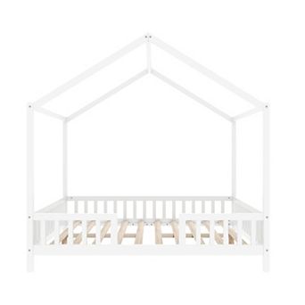 Merax Montessori Floor Bed with Canopy Bed Frame for Kids