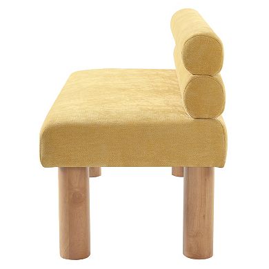 Merax Multi-Purpose Upholstered Bench with Solid Rubber Wood Legs, Versatile Padded Seating