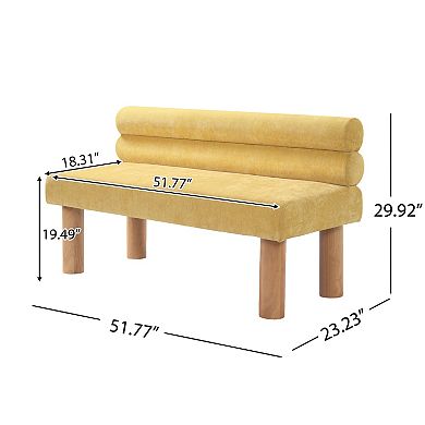 Merax Multi-Purpose Upholstered Bench with Solid Rubber Wood Legs, Versatile Padded Seating