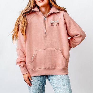 Embroidered Softball Mom Quarter Zip Fleece