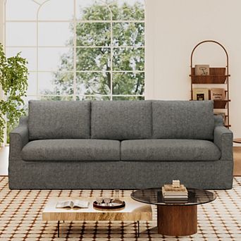 Opoiar 93'' 3-Seater Sofa, Deep Seat Couch with Wide Armrests, Detachable Chenille Cover