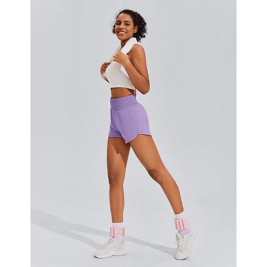 PINSPARK Women's High Waisted Athletic Shorts with Liner Zip Pockets