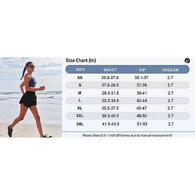 PINSPARK Women's High Waisted Athletic Shorts with Liner Zip Pockets