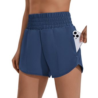 PINSPARK Women's High Waisted Athletic Shorts with Liner Zip Pockets
