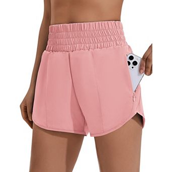 PINSPARK Women's High Waisted Athletic Shorts with Liner Zip Pockets