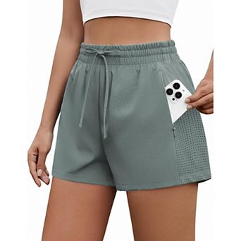 Pinspark Women's High Waisted 2-in-1 Athletic Shorts Quick Dry Gym Shorts with Pockets