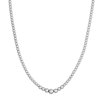 Color Romance Sterling Silver Graduated Bead Chain Necklace