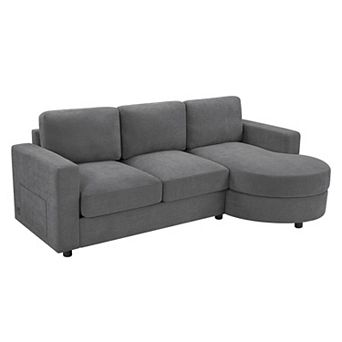 Merax Modern Sectional Sofa 84.6" L-shaped Sofa Couch with a Curved Chaise Lounge