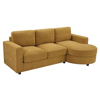 Merax Modern Sectional Sofa 84.6" L-shaped Sofa Couch with a Curved Chaise Lounge