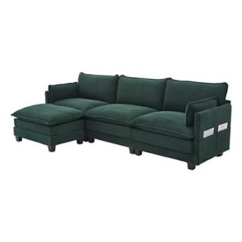 Merax Modular LShaped Cloud Sectional Sofa with Removable Ottoman Corduroy Fabric & Side Pockets