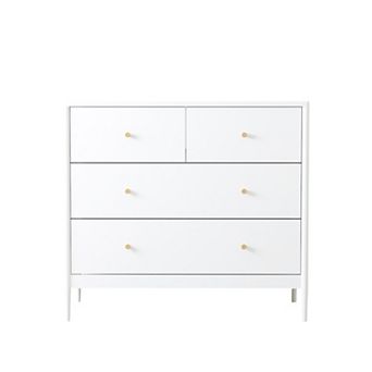 Merax White 4-Drawer Kids Dresser, Wooden Storage Cabinet for Toddler Bedroom