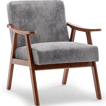 Merax Mid-Century Modern Chair, Living Room Chair with Solid Wood Frame Accent Chair