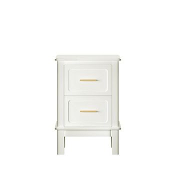 Merax Modern Nightstand with 2 Drawers, Bedroom Bedside Table with Gold Handles