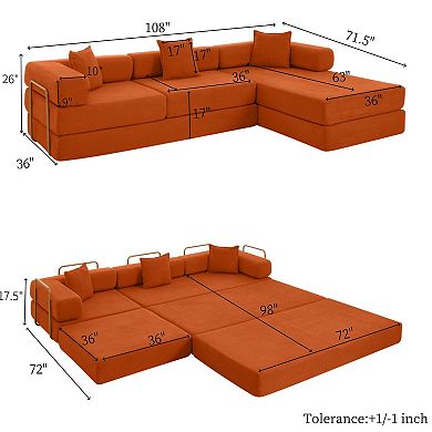 Merax Modular Sectional Sofa with L-Shape Chaise, Boneless Cloud Couch with Deep Seat