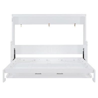 Merax Murphy Bed with Hydraulic Lift & Desk Design
