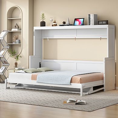 Merax Murphy Bed with Hydraulic Lift & Desk Design