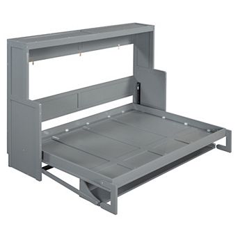 Merax Murphy Bed with Hydraulic Lift & Desk Design