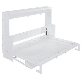 Merax Murphy Bed with Hydraulic Lift & Desk Design
