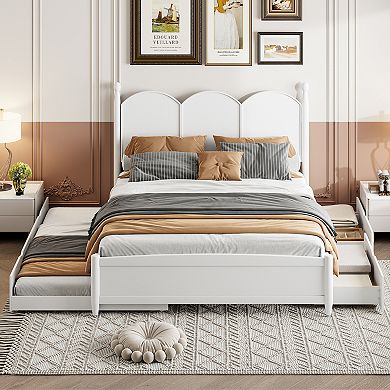 Merax Queen Size Platform Bed With with 2 Big Drawers Twin XL Size Trundle