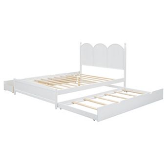 Merax Queen Size Platform Bed With with 2 Big Drawers Twin XL Size Trundle