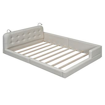 Merax Queen Size Upholstered Platform Bed with 2 Reading Lights