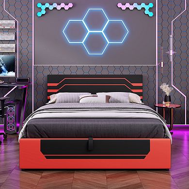 Merax Modern Queen Size Hydraulic Storage Gaming Bed Frame