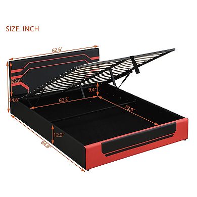 Merax Modern Queen Size Hydraulic Storage Gaming Bed Frame
