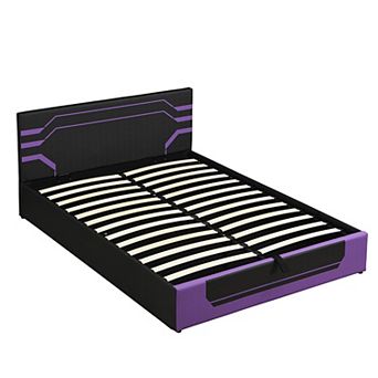 Merax Modern Queen Size Hydraulic Storage Gaming Bed Frame