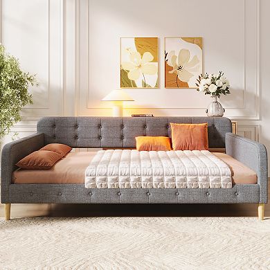 Merax Queen Size Upholstered Daybed with 4 Support Legs