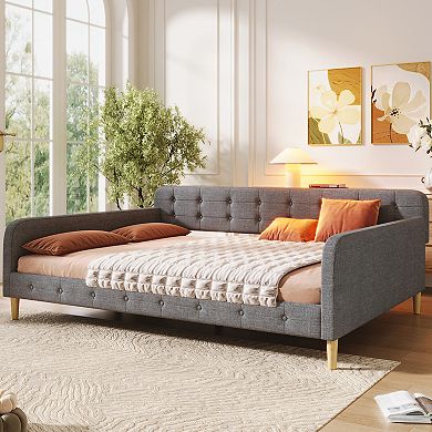 Merax Queen Size Upholstered Daybed with 4 Support Legs