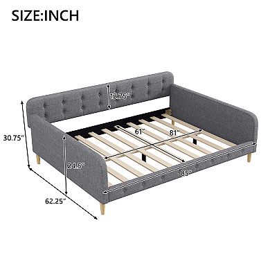 Merax Queen Size Upholstered Daybed with 4 Support Legs